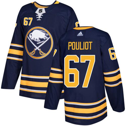 Men Adidas Buffalo Sabres 67 Benoit Pouliot Navy Blue Home Authentic Stitched NHL Jersey